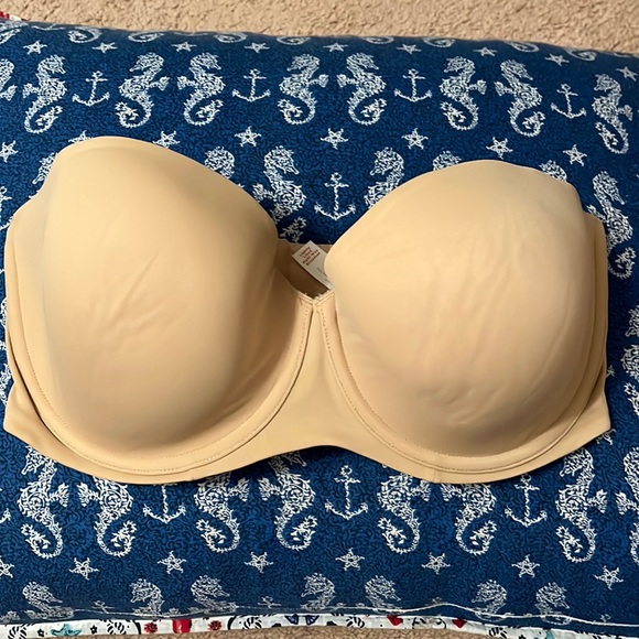 NEW Cacique Multi-way Strapless Bra 36F Nude / Beige Convertible Lightly Lined - Picture 1 of 4